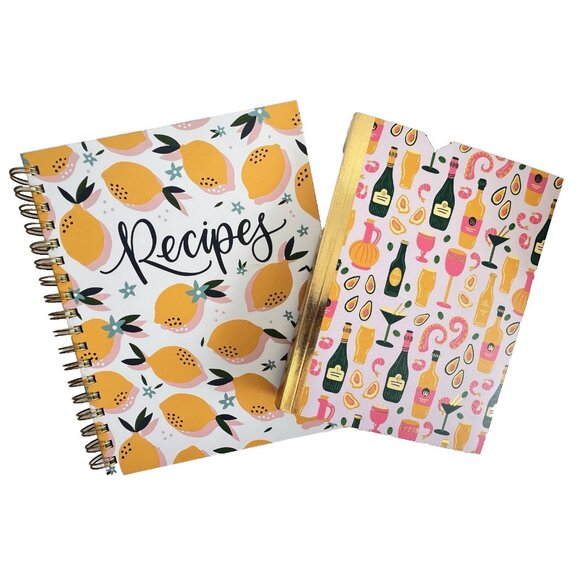 Write-In Recipe Cook Book Lemons Cocktail Blank Bound Notebook Bar Kitchen GIFT - Picture 1 of 10